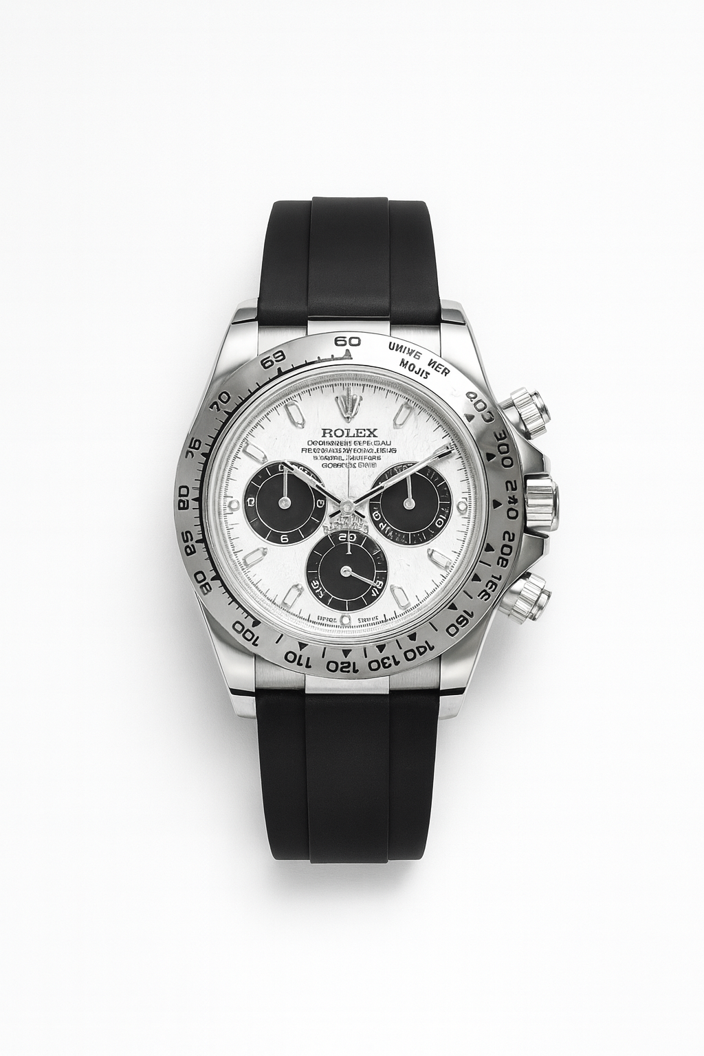 Sport Chronograph Silver–Black Masterpiece with Rubber Strap | Rolex Luxury watch for men