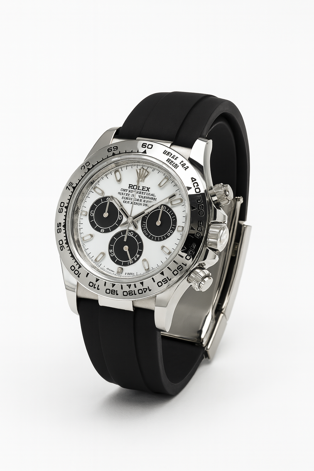 Sport Chronograph Silver–Black Masterpiece with Rubber Strap | Rolex Luxury watch for men