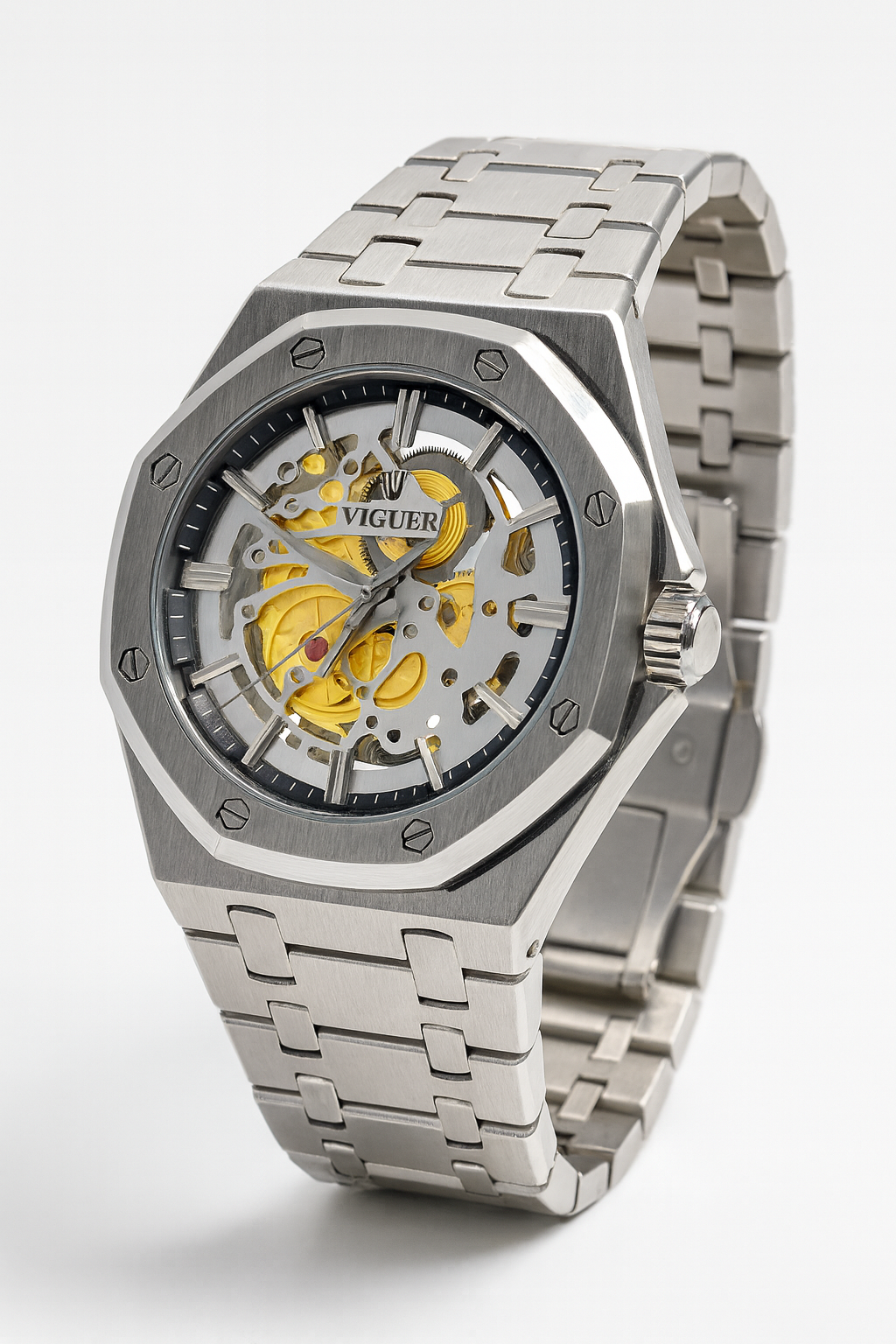 Stainless Steel Open-Heart Luxury Men's Watch